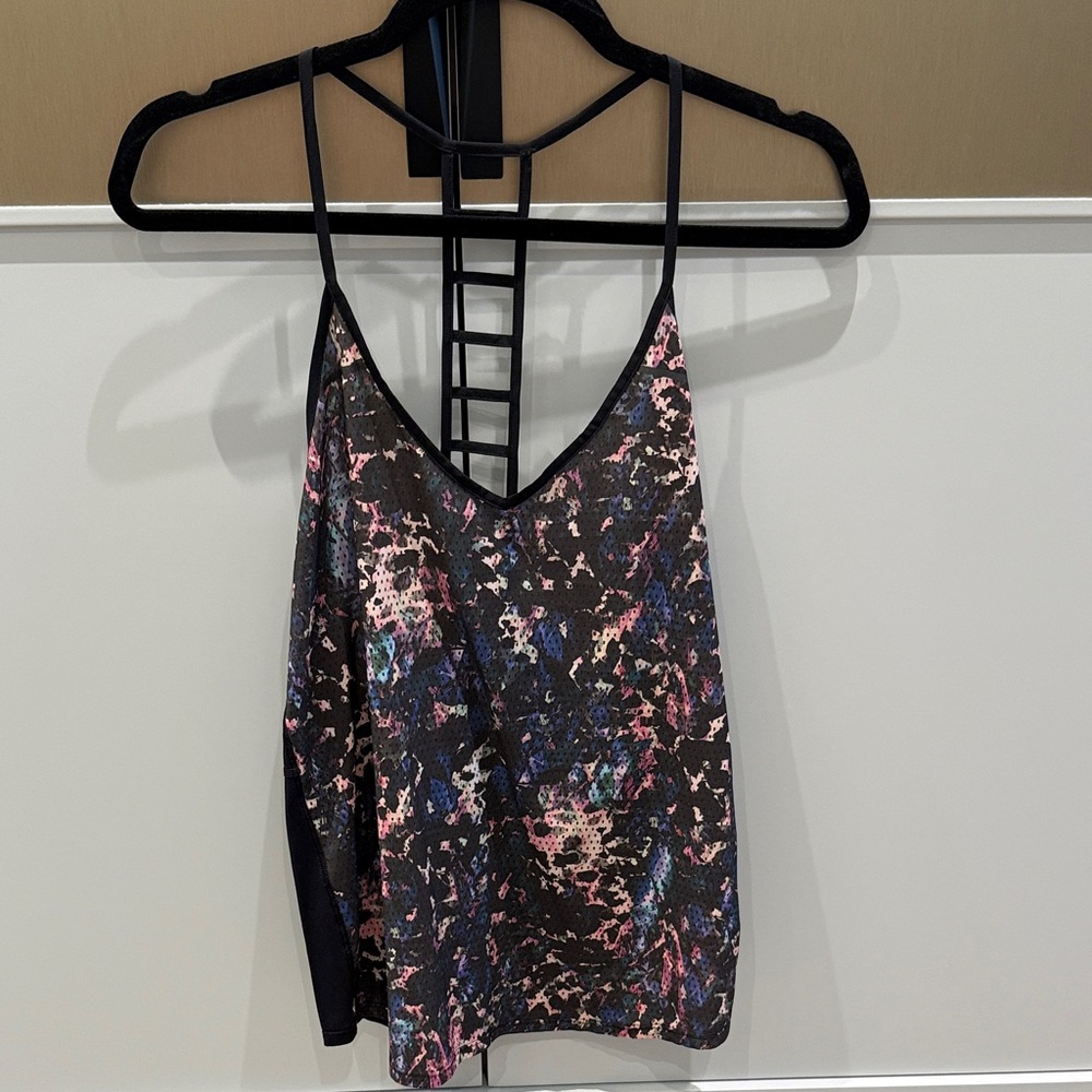 lululemon athletica Black Camisole with Pink & Blue Abstract Print